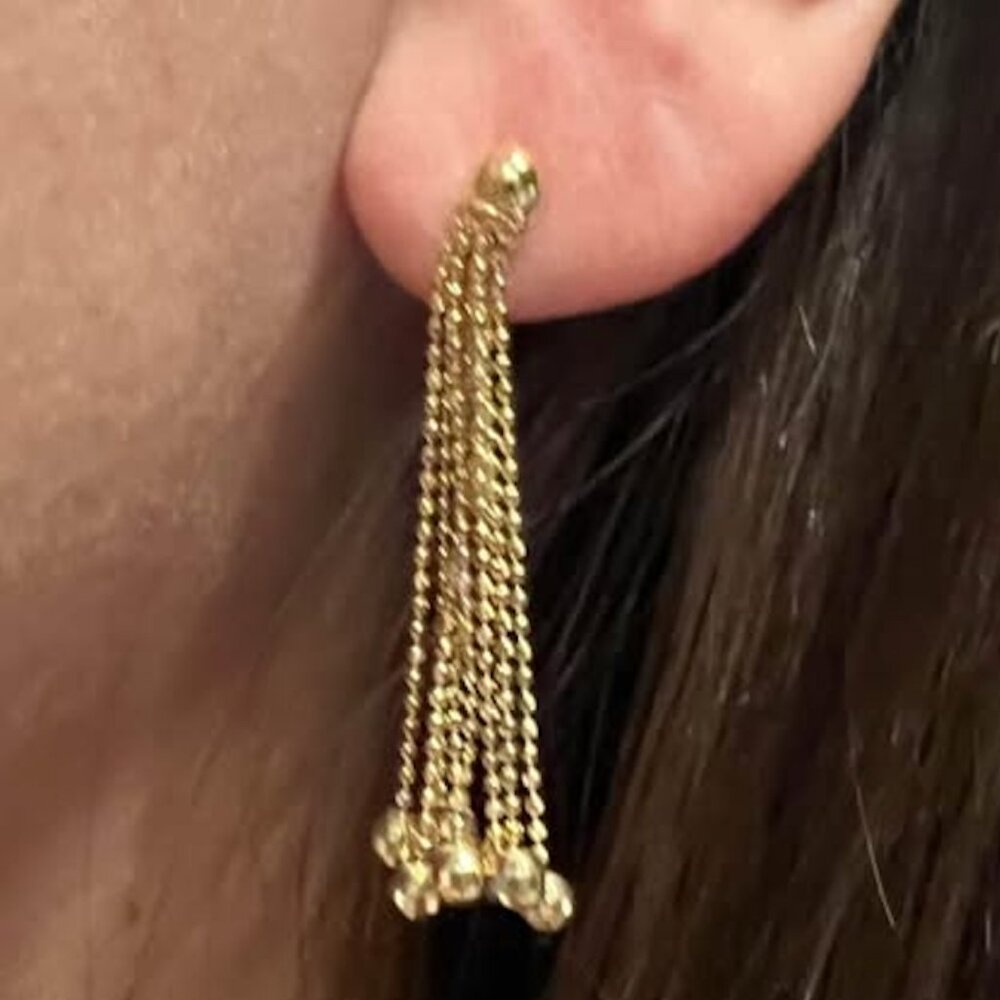 Solid 14K drop dangle earrings 39.4 mm/1.55" long-- 3.947 grams